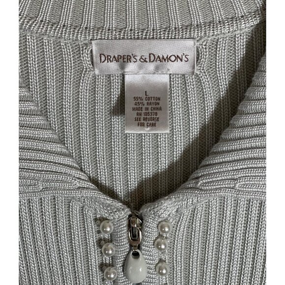 DRAPER'S & DAMON'S Elegant Women's Luxury Cardigan Large Silver/Grey Embellished - Picture 6 of 15